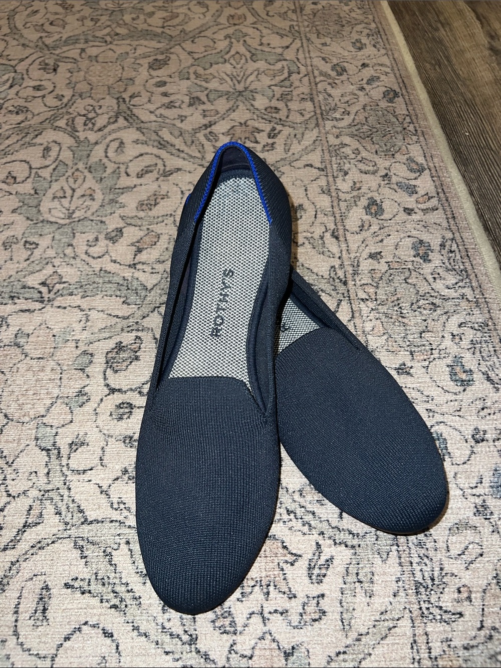 Rothy's Navy Slip-On Knit Loafers with Rounded Toe